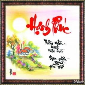 Tranh thư pháp vẽ tay chữ - HẠNH PHÚC -